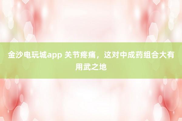 金沙電玩城app 關節疼痛,這對中成藥組合大有用武之地