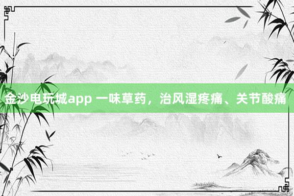 金沙電玩城app 一味草藥,治風濕疼痛、關節酸痛