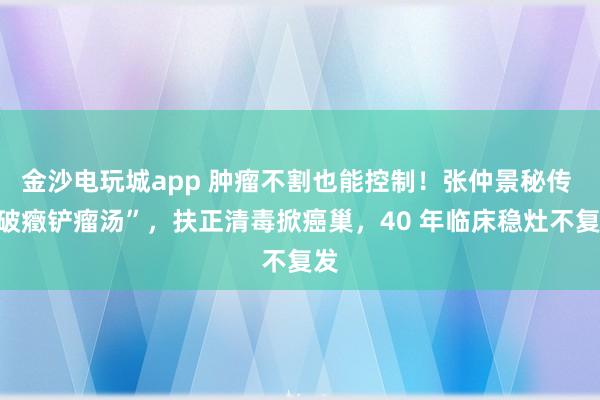 金沙電玩城app 腫瘤不割也能控制!張仲景秘傳 “破癥鏟瘤湯”,扶正清毒掀癌巢,40 年臨床穩(wěn)灶不復發(fā)