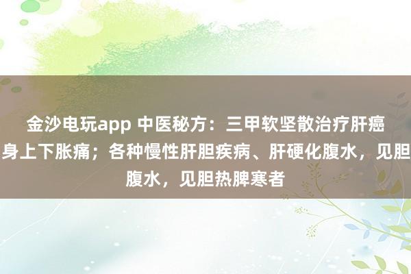 金沙電玩app 中醫(yī)秘方：三甲軟堅散治療肝癌；治療周身上下脹痛；各種慢性肝膽疾病、肝硬化腹水，見膽熱脾寒者