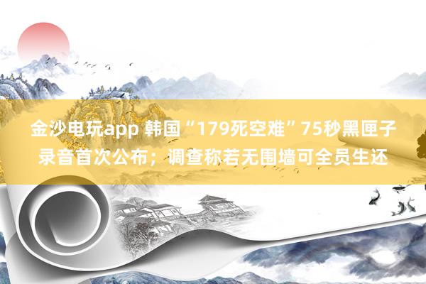 金沙電玩app 韓國“179死空難”75秒黑匣子錄音首次公布;調(diào)查稱若無圍墻可全員生還