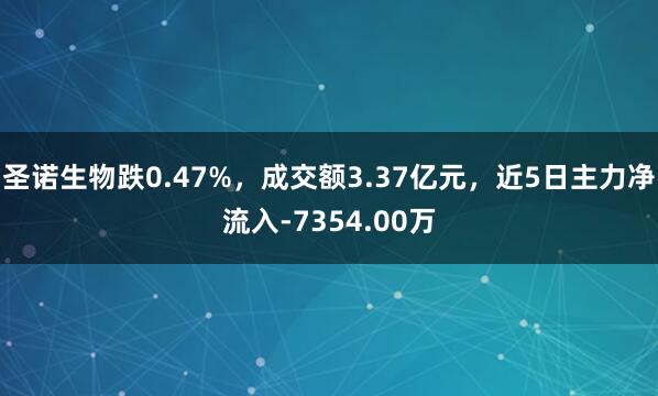 圣諾生物跌0.47%，成交額3.37億元，近5日主力凈流入-7354.00萬