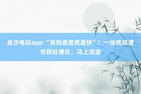 金沙電玩app “深圳速度就是快”！一地鐵站遭市民吐槽后，馬上改造