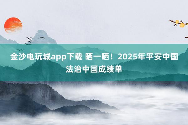 金沙電玩城app下載 曬一曬！2025年平安中國法治中國成績(jī)單